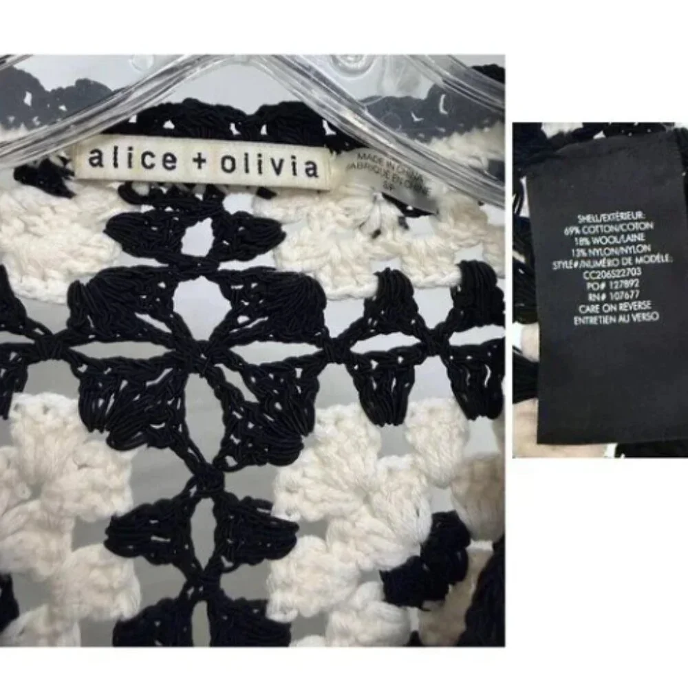 Alice + Olivia Anderson Crochet Cropped Cardigan Sweater NWT - Picture 6 of 6